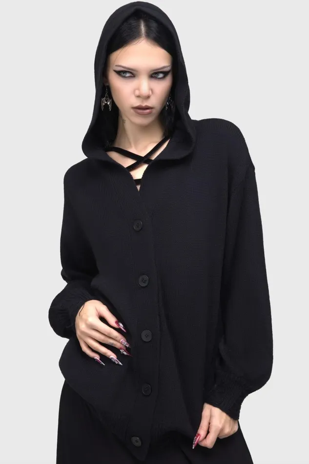 Killstar Knitwear Men Darkmoor Academy Hooded Cardigan