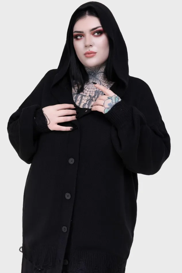 Killstar Knitwear Men Darkmoor Academy Hooded Cardigan