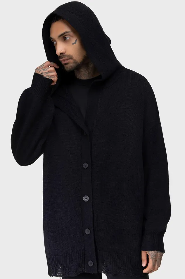 Killstar Knitwear Men Darkmoor Academy Hooded Cardigan