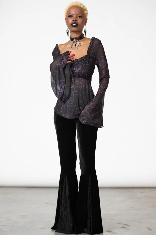 Killstar Long Sleeves Women Astromancy Mesh Long Sleeve Top
