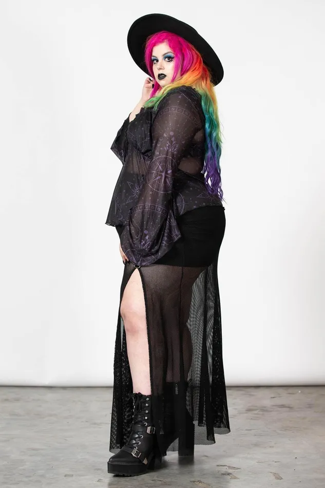 Killstar Long Sleeves Women Astromancy Mesh Long Sleeve Top