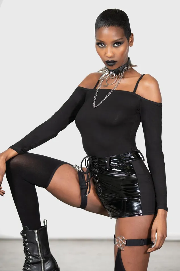 Killstar Long Sleeves Women Devastate Bardot Top