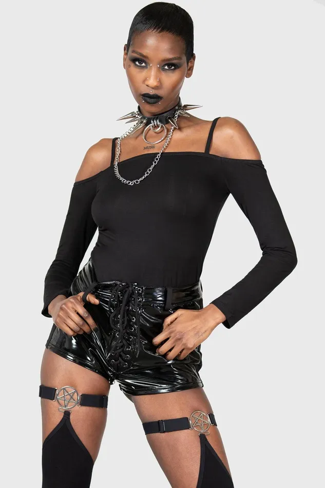 Killstar Long Sleeves Women Devastate Bardot Top