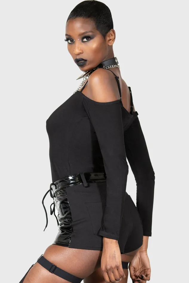 Killstar Long Sleeves Women Devastate Bardot Top