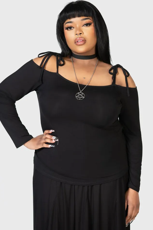 Killstar Long Sleeves Women Devastate Bardot Top