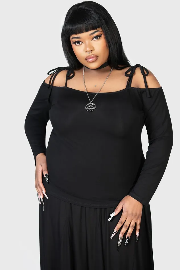 Killstar Long Sleeves Women Devastate Bardot Top