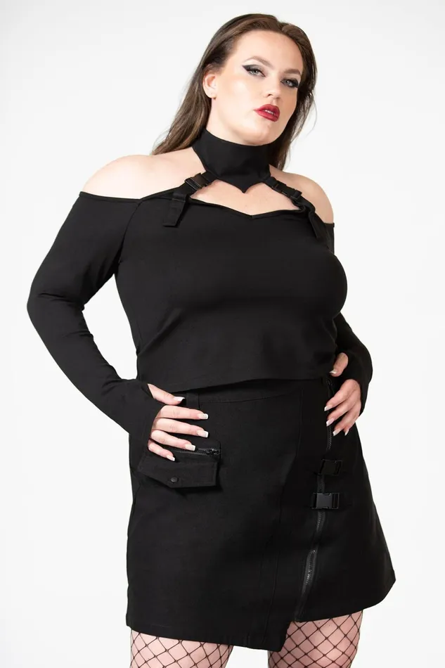 Killstar Long Sleeves Women Oralia Cold Shoulder Top