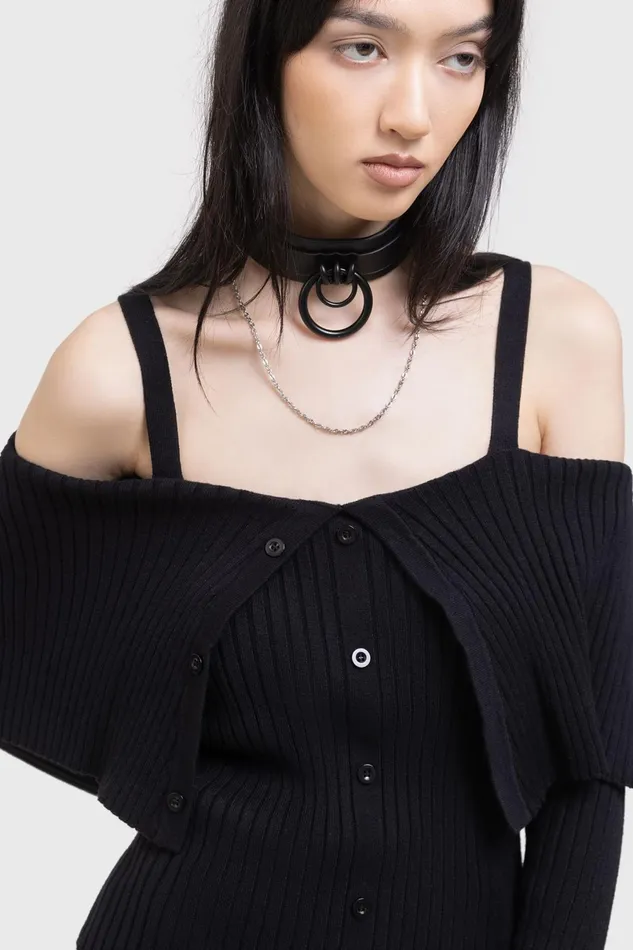 Killstar Long Sleeves Women Shadow Empress Knit Top