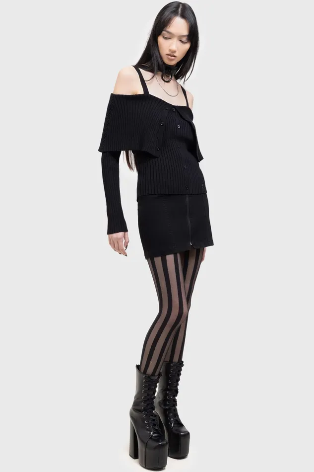Killstar Long Sleeves Women Shadow Empress Knit Top