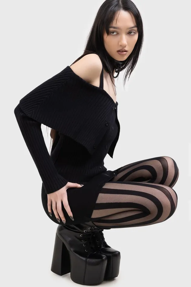 Killstar Long Sleeves Women Shadow Empress Knit Top