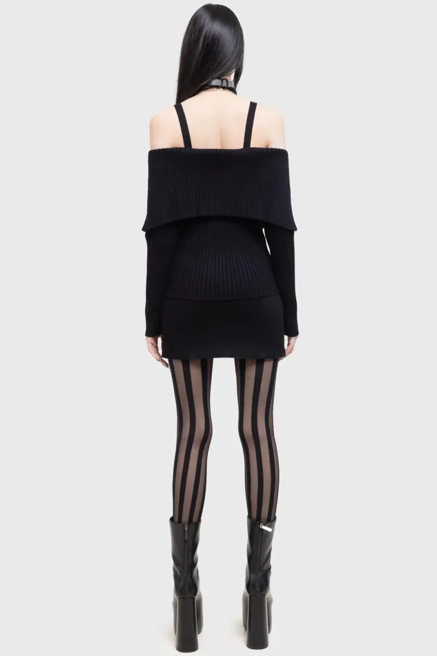 Killstar Long Sleeves Women Shadow Empress Knit Top