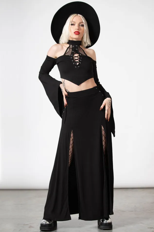 Killstar Maxi Skirts Women Hellverina Split Maxi Skirt