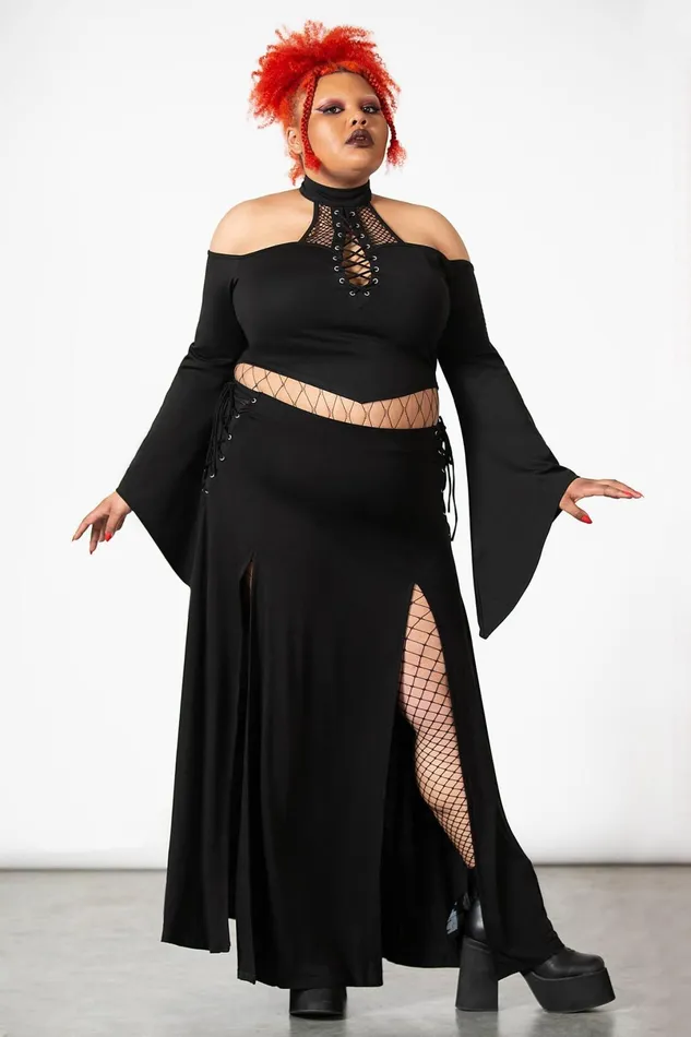 Killstar Maxi Skirts Women Hellverina Split Maxi Skirt