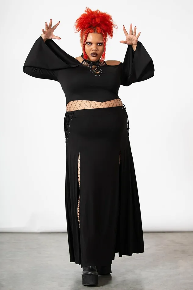 Killstar Maxi Skirts Women Hellverina Split Maxi Skirt