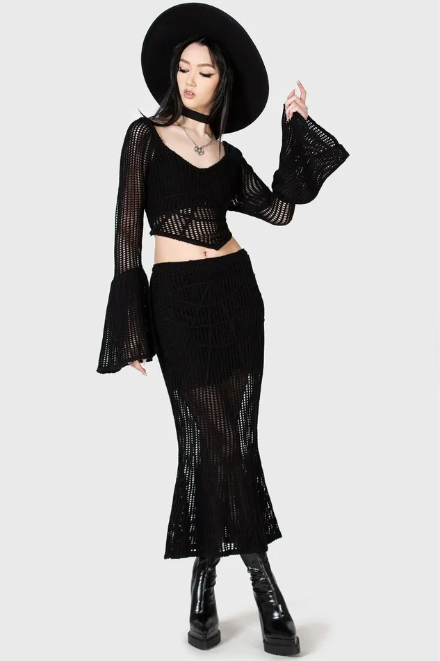 Killstar Maxi Skirts Women Widows Prey Knit Skirt