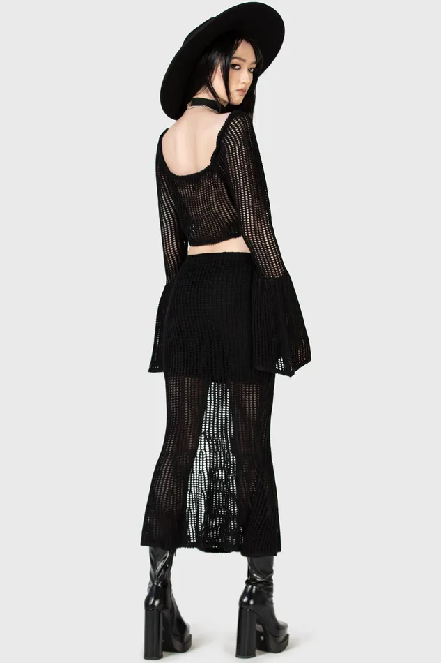 Killstar Maxi Skirts Women Widows Prey Knit Skirt