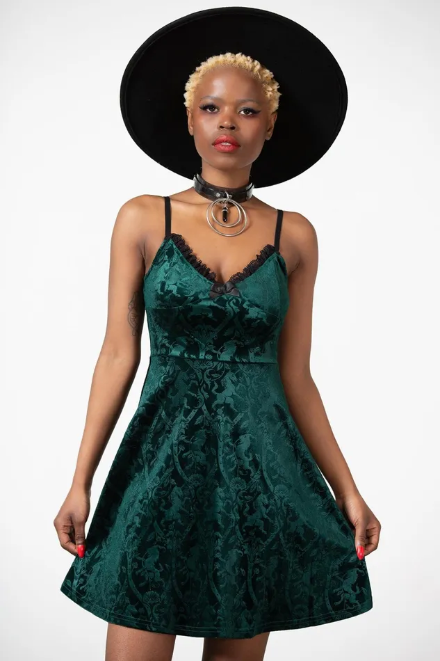 Killstar Mini Women Mistress Of Mayhem Skater Dress EMERALD