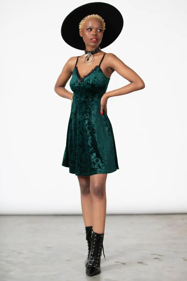 Killstar Mini Women Mistress Of Mayhem Skater Dress EMERALD