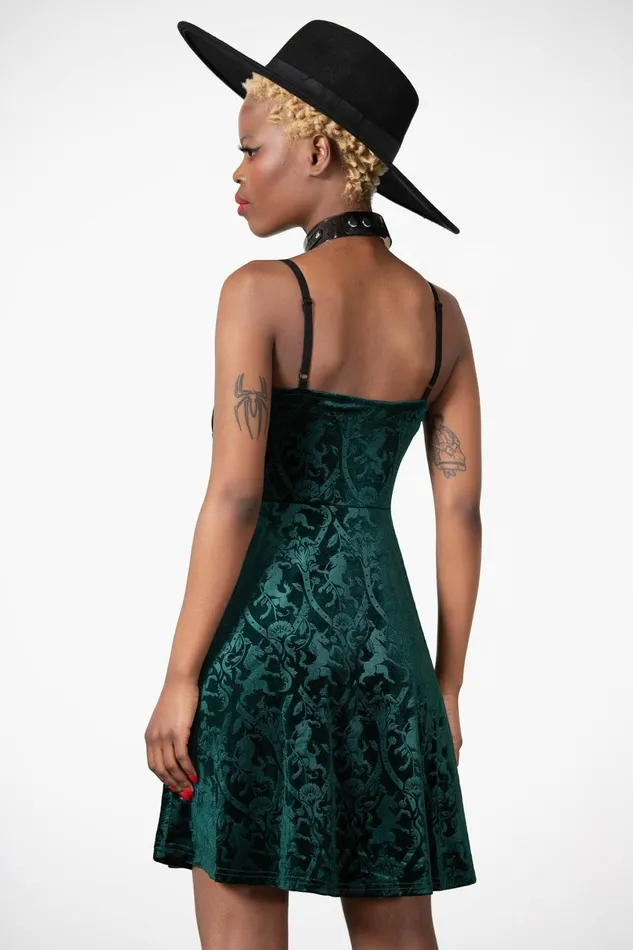 Killstar Mini Women Mistress Of Mayhem Skater Dress EMERALD