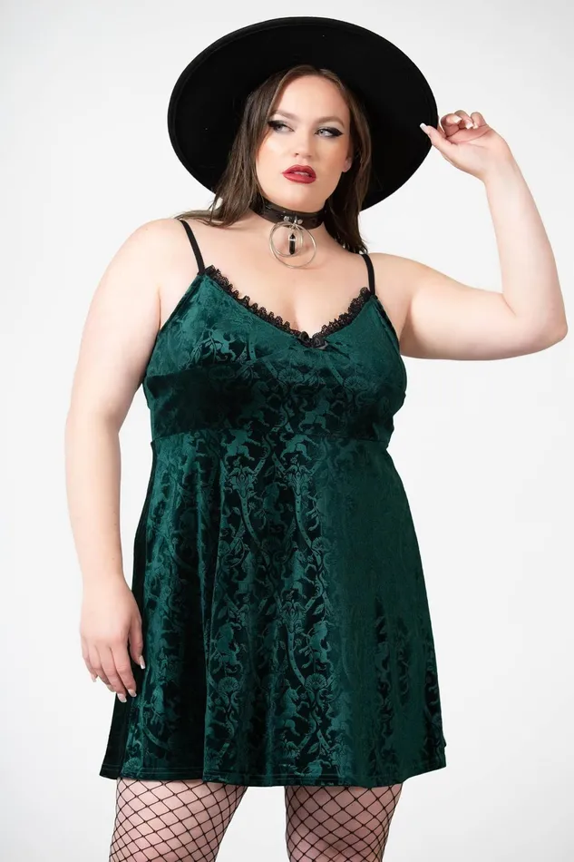 Killstar Mini Women Mistress Of Mayhem Skater Dress EMERALD