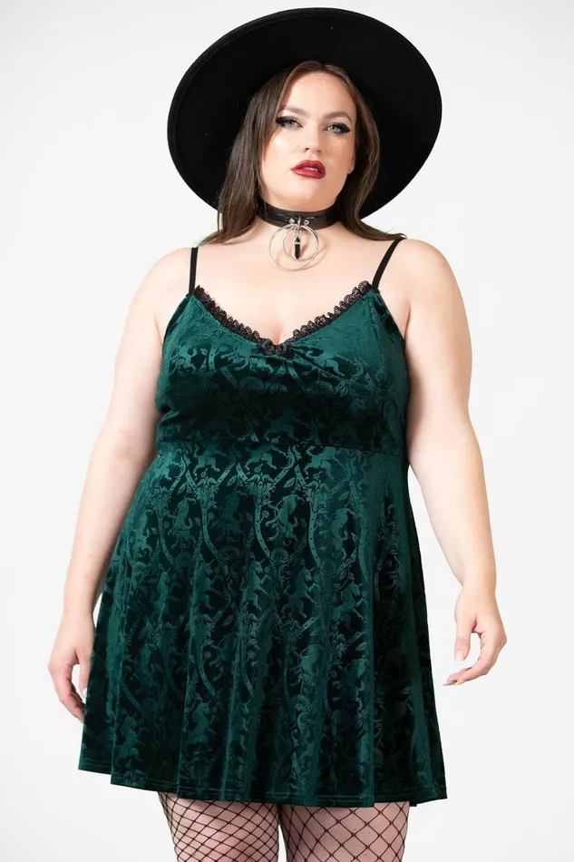 Killstar Mini Women Mistress Of Mayhem Skater Dress EMERALD
