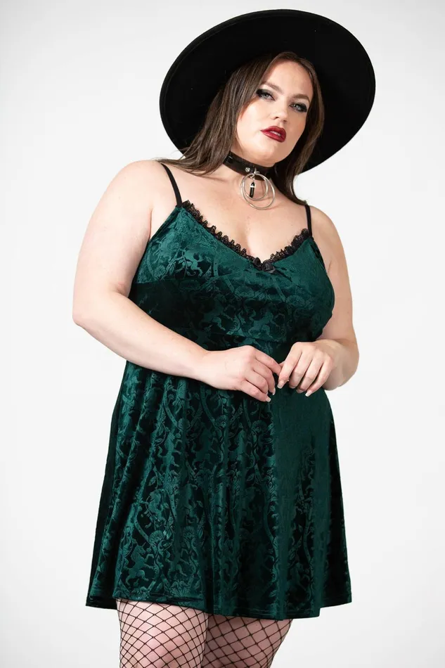 Killstar Mini Women Mistress Of Mayhem Skater Dress EMERALD