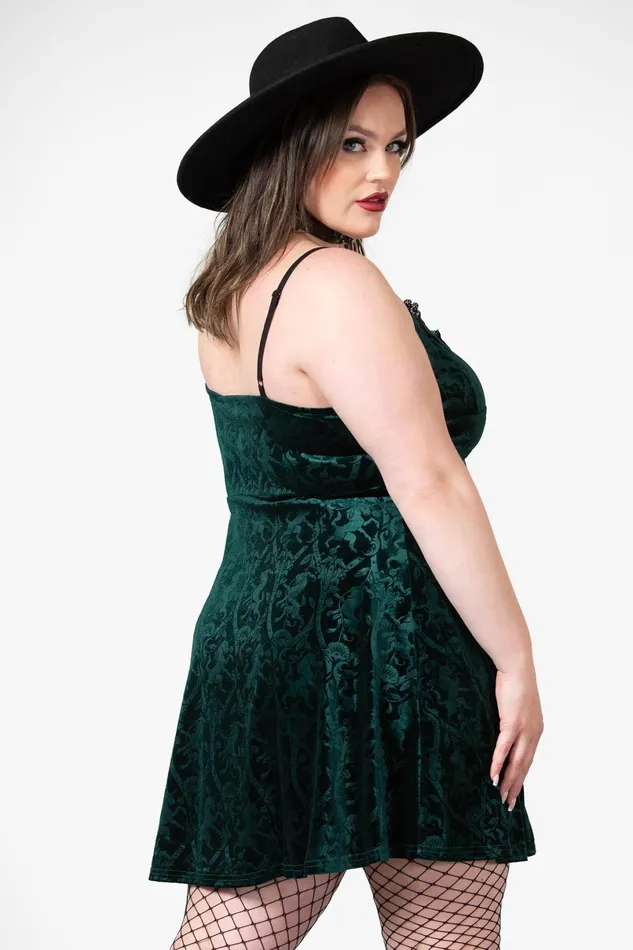 Killstar Mini Women Mistress Of Mayhem Skater Dress EMERALD