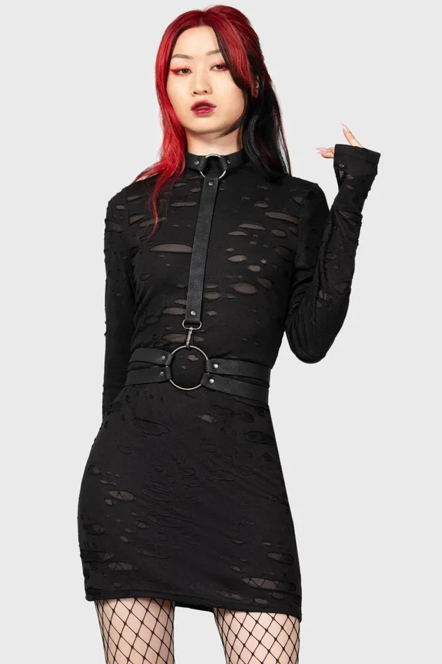 Killstar Mini Women Sinners Glimmer Long Sleeve Dress