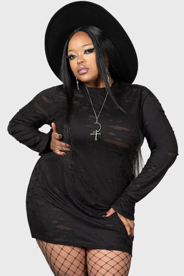 Killstar Mini Women Sinners Glimmer Long Sleeve Dress