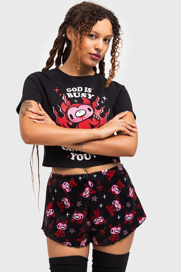 Killstar Shorts Women Gloomy Horns Lounge Shorts