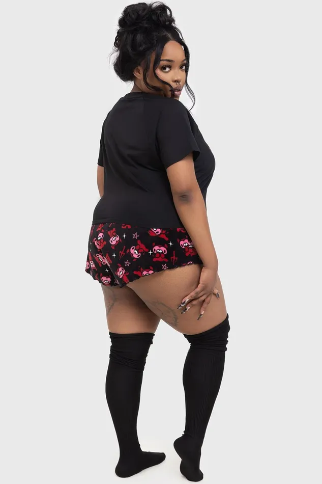 Killstar Shorts Women Gloomy Horns Lounge Shorts