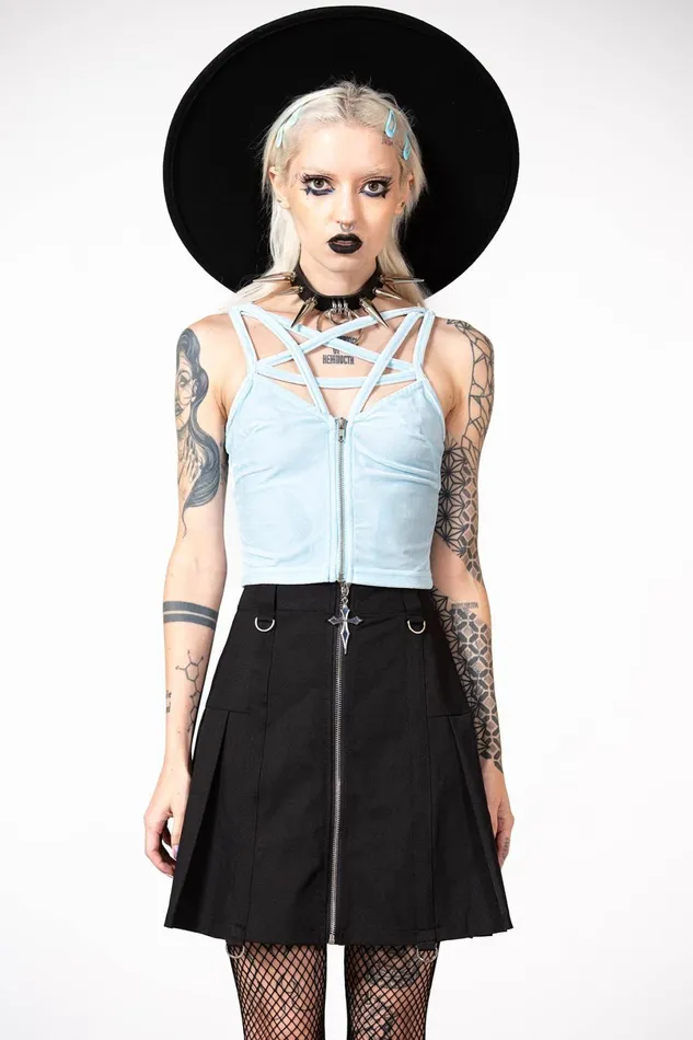 Killstar Velvet Women Lost In Sin Zip Top PASTEL BLUE