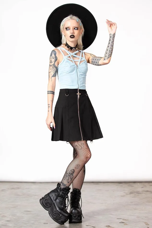 Killstar Velvet Women Lost In Sin Zip Top PASTEL BLUE