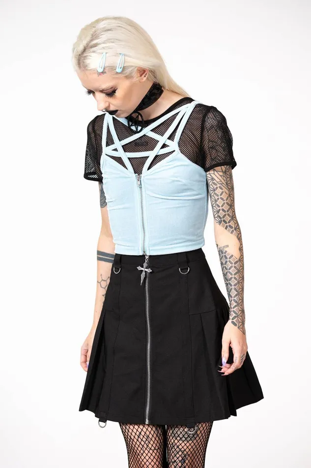 Killstar Velvet Women Lost In Sin Zip Top PASTEL BLUE