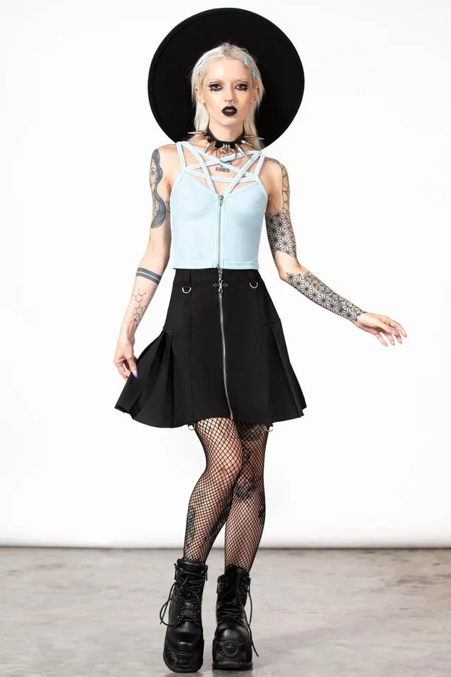 Killstar Velvet Women Lost In Sin Zip Top PASTEL BLUE