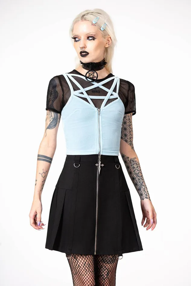 Killstar Velvet Women Lost In Sin Zip Top PASTEL BLUE