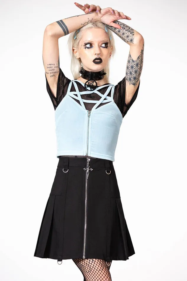 Killstar Velvet Women Lost In Sin Zip Top PASTEL BLUE