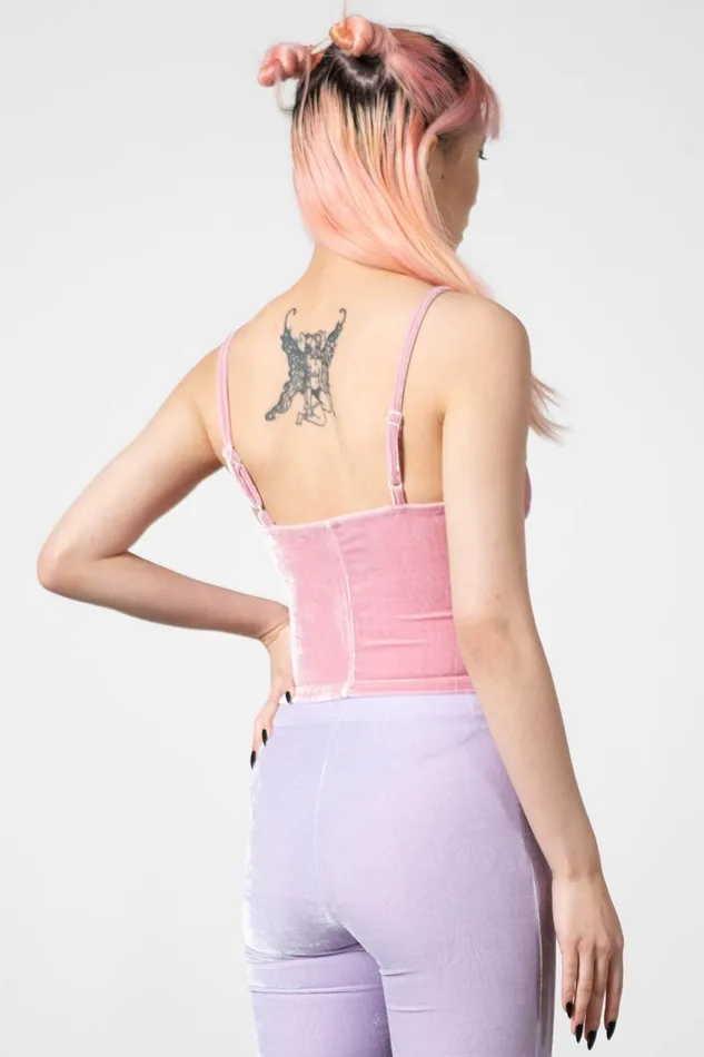 Killstar Velvet Women Lost In Sin Zip Top PASTEL PINK