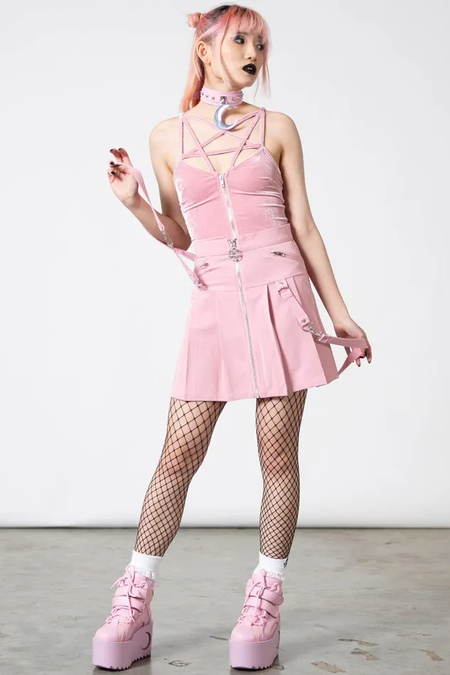 Killstar Velvet Women Lost In Sin Zip Top PASTEL PINK