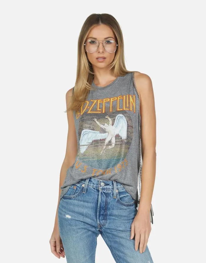 Kinzington Led Zeppelin Heather Grey Women Lauren Moshi Tanks