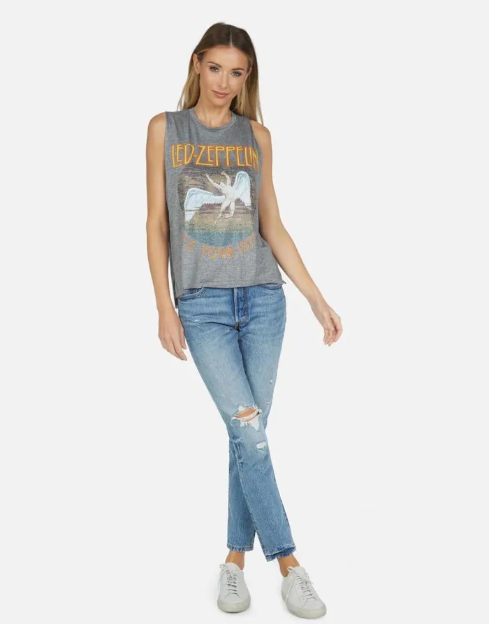 Kinzington Led Zeppelin Heather Grey Women Lauren Moshi Tanks
