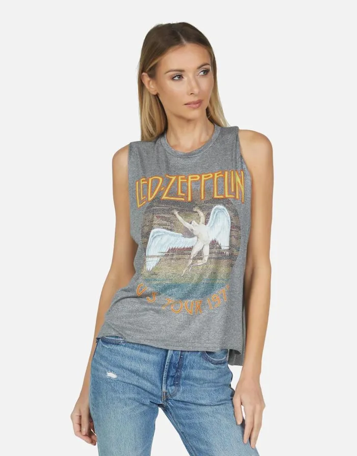 Kinzington Led Zeppelin Heather Grey Women Lauren Moshi Tanks