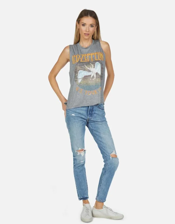 Kinzington Led Zeppelin Heather Grey Women Lauren Moshi Tanks