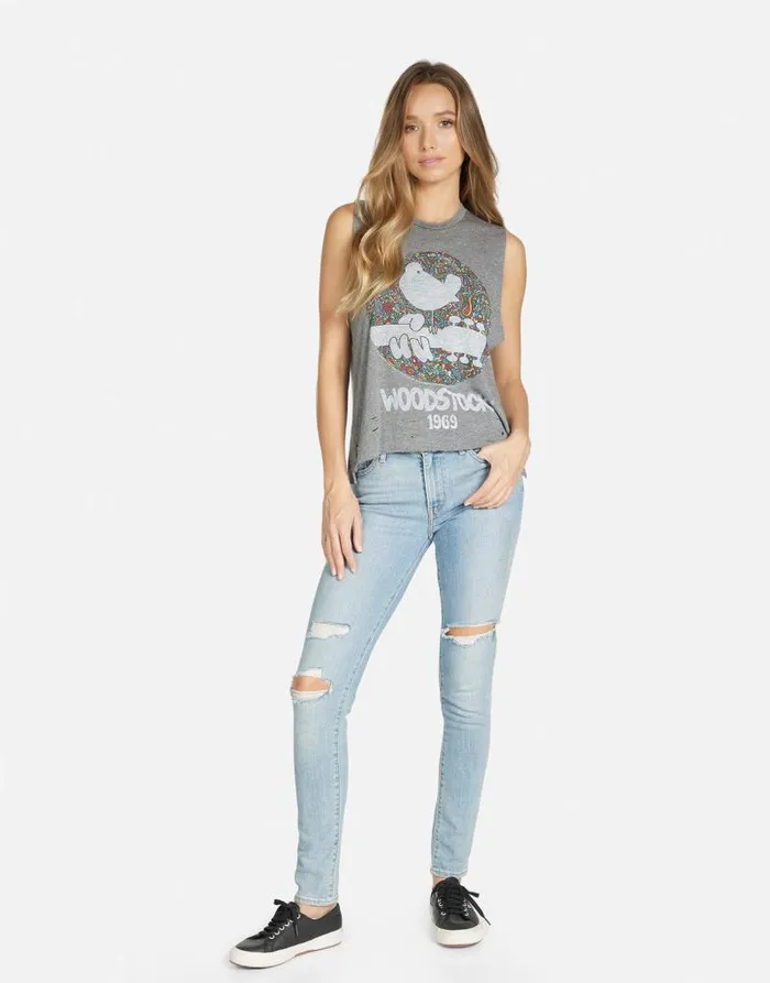 Kinzington Vintage Woodstock Heather Grey Women Lauren Moshi Tanks