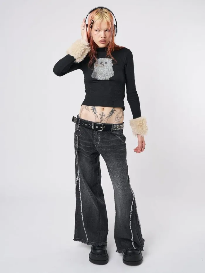 Kitty Faux Fur Cuffs High Neck Top Women Minga London Tops and TShirts
