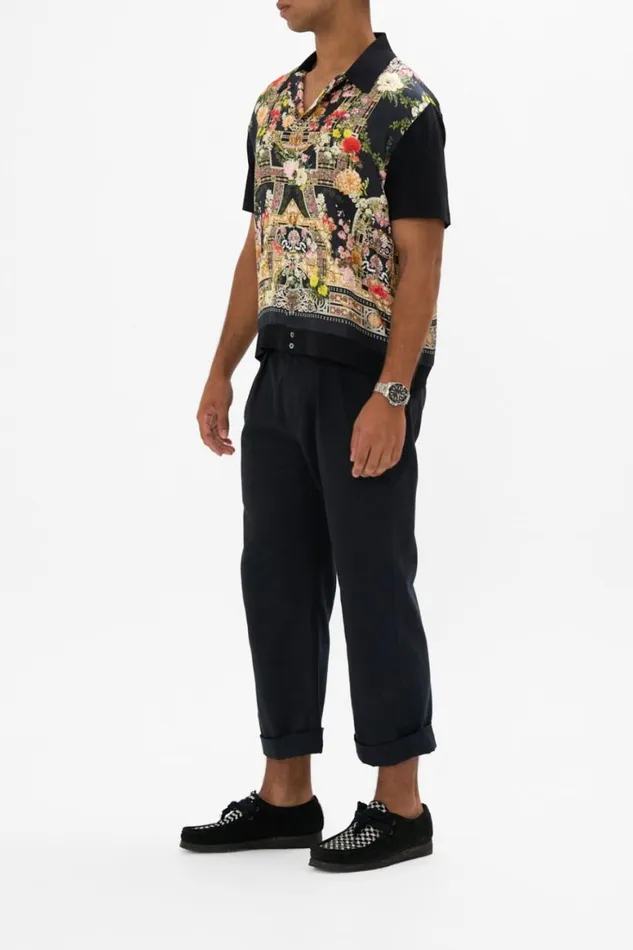 KNIT SLEEVE SILK SHIRT ADORNED IN ALEXANDRIA Adorned In Alexandria Mens Camilla Shirts