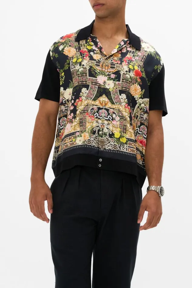 KNIT SLEEVE SILK SHIRT ADORNED IN ALEXANDRIA Adorned In Alexandria Mens Camilla Shirts