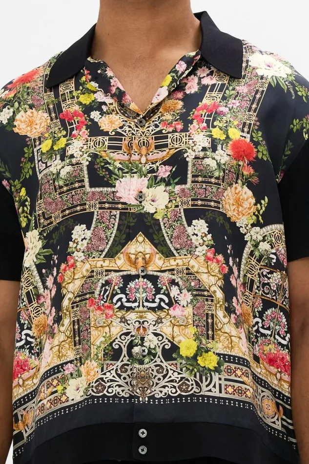 KNIT SLEEVE SILK SHIRT ADORNED IN ALEXANDRIA Adorned In Alexandria Mens Camilla Shirts