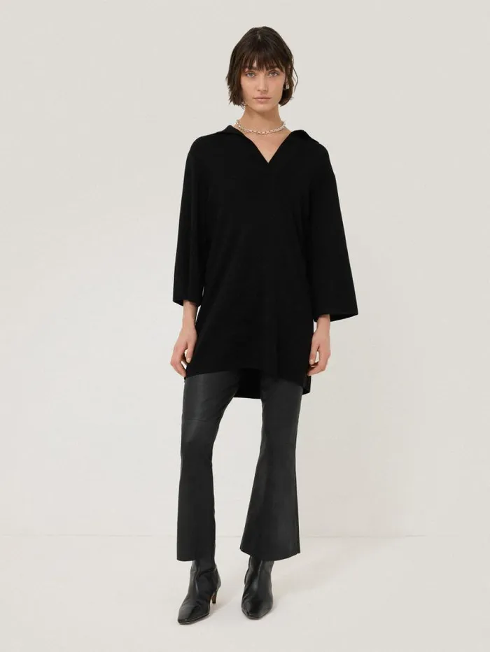 Knitted Kaftan Tunic Black Women Jigsaw Dresses and Jumpsuits