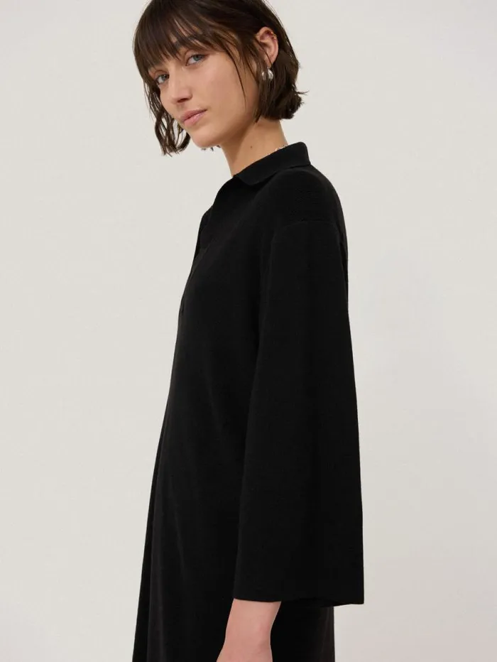 Knitted Kaftan Tunic Black Women Jigsaw Dresses and Jumpsuits
